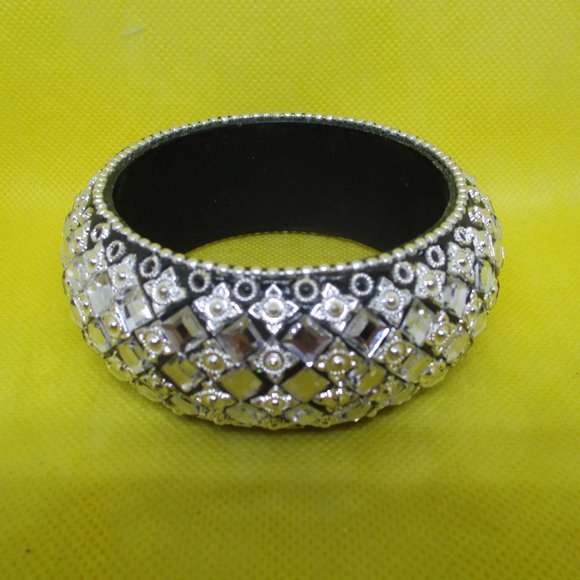 Wide Mirrored Bangle Bracelet - Picture 2 of 6